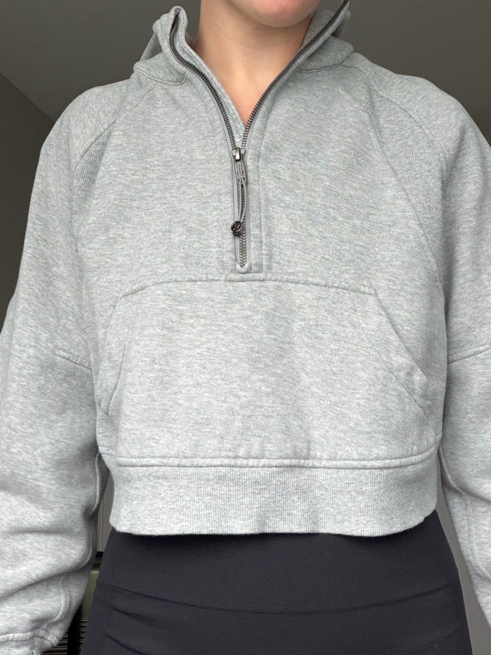 lululemon athletica Light Gray Cropped Quarter-Zip Pullover
